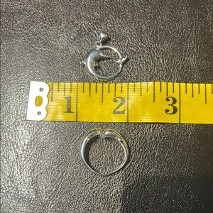 Sterling Silver Dolphin Pendant and Ring Set
